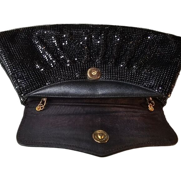 Whiting and Davis Vintage 1980s Metal Mesh Black Evening Bag - Picture 10 of 11
